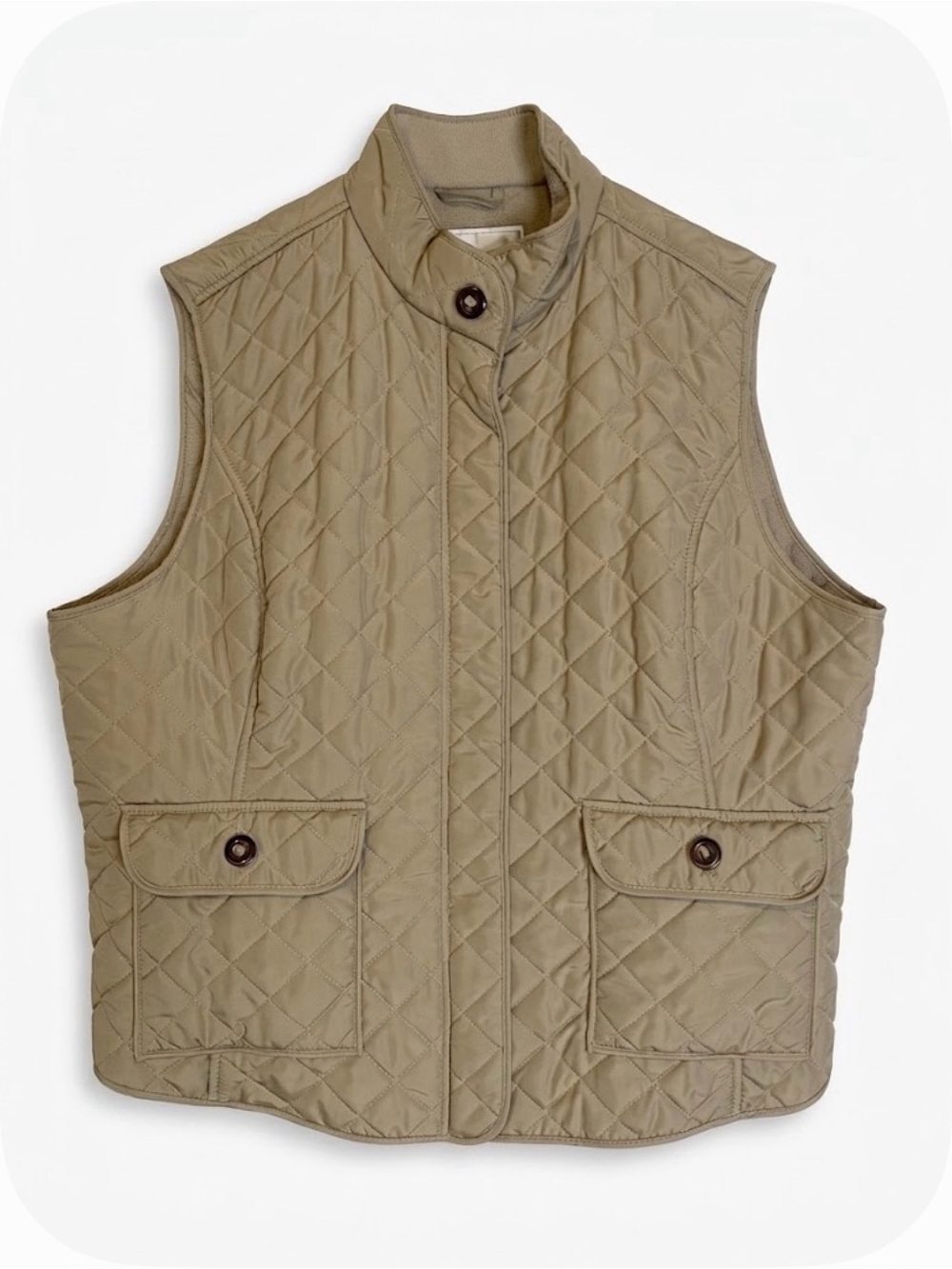 VAN HEUSEN Quilted Vest, Women’s XL, Khaki